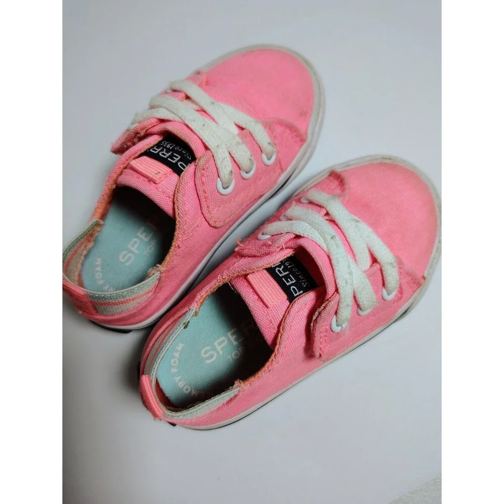 Sperry Top-Sider Kids Pink Canvas Hook & Loop Sneakers Size 5M Toddler